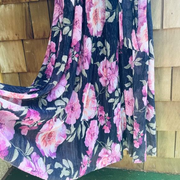 Eliza J Extended Draped Shoulder V-Neck Gown with Sash Floral Maxi Sz 12 - Picture 5 of 14